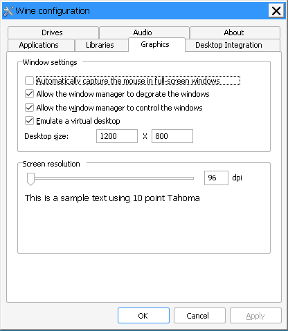 winecfg desktop emulation