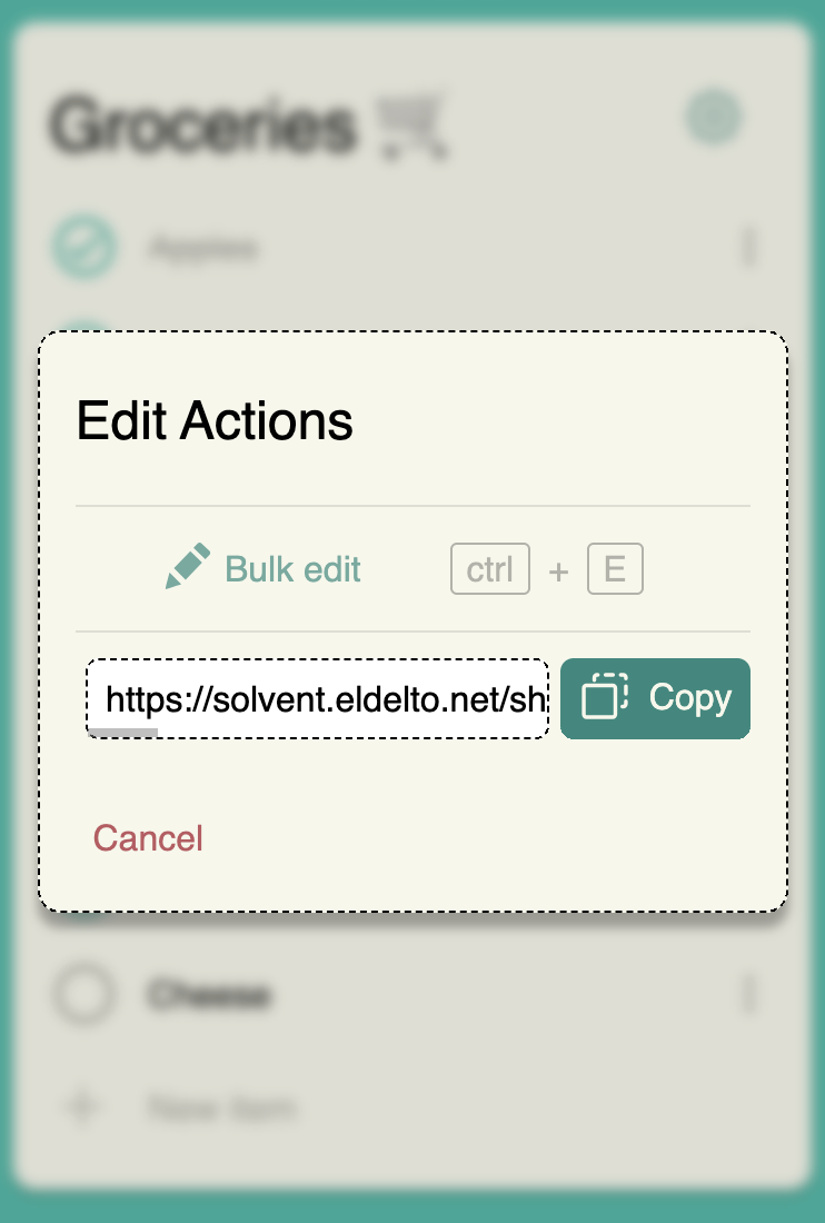 Solvent list share screenshot